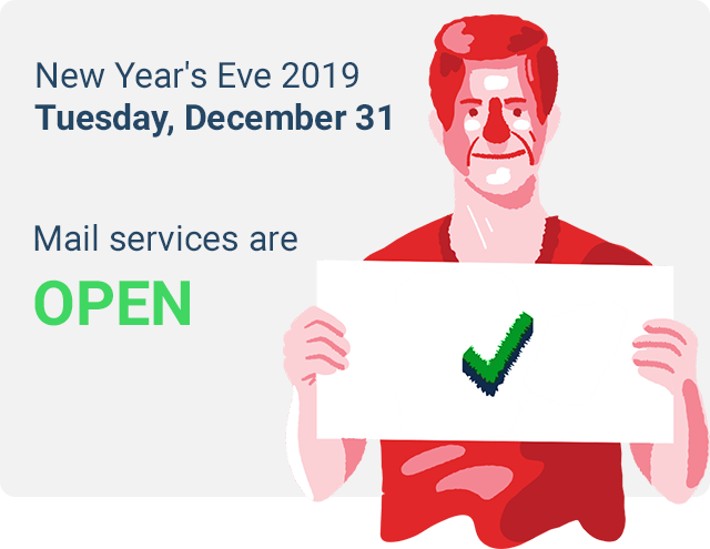 does mail get delivered on new years eve 2019
